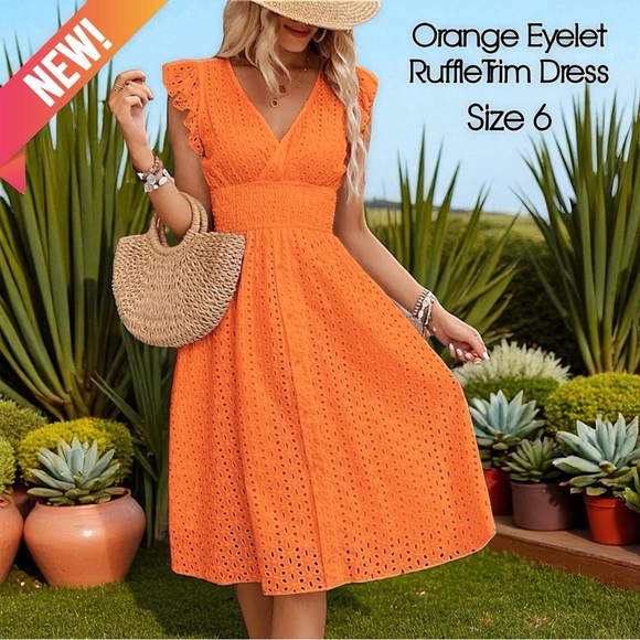 Dresses & Skirts - NEW Eyelet Embroidery Ruffle Trim Dress